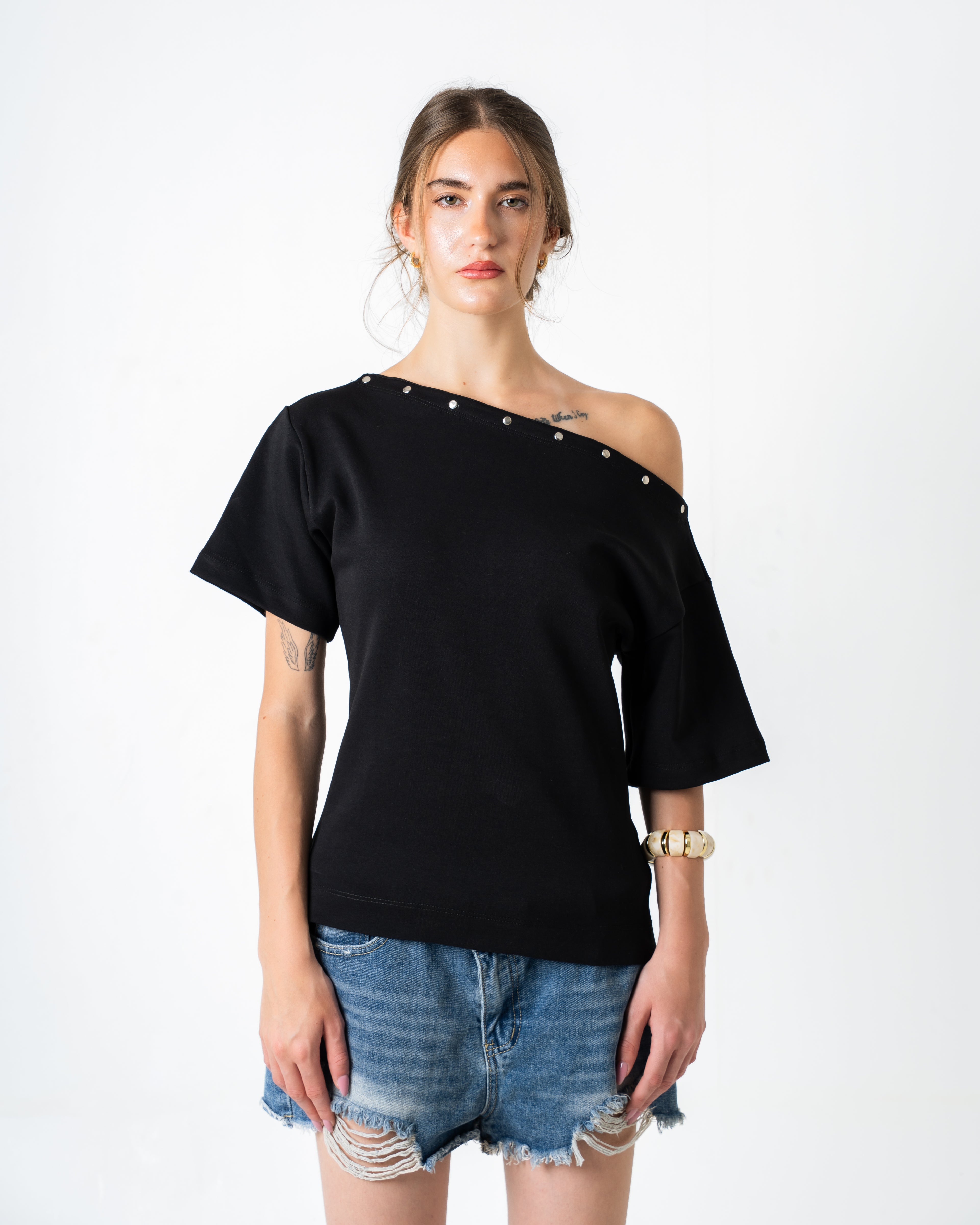 Off shoulder t-shirt - Black