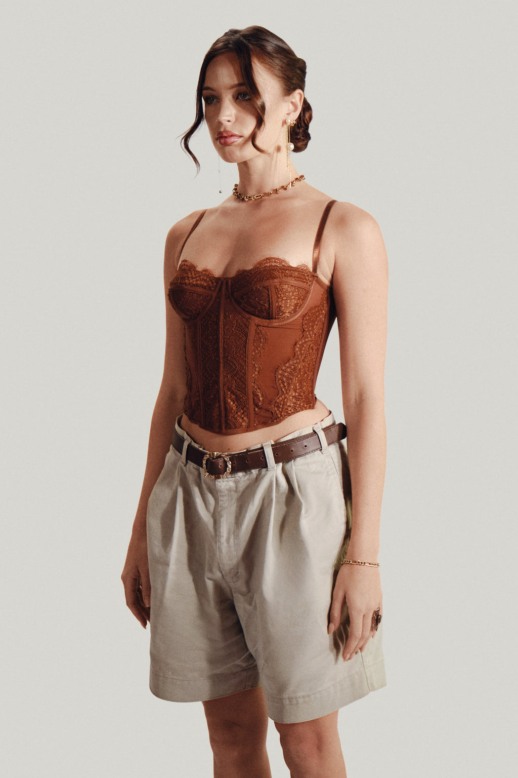 Lace Corset in Brown