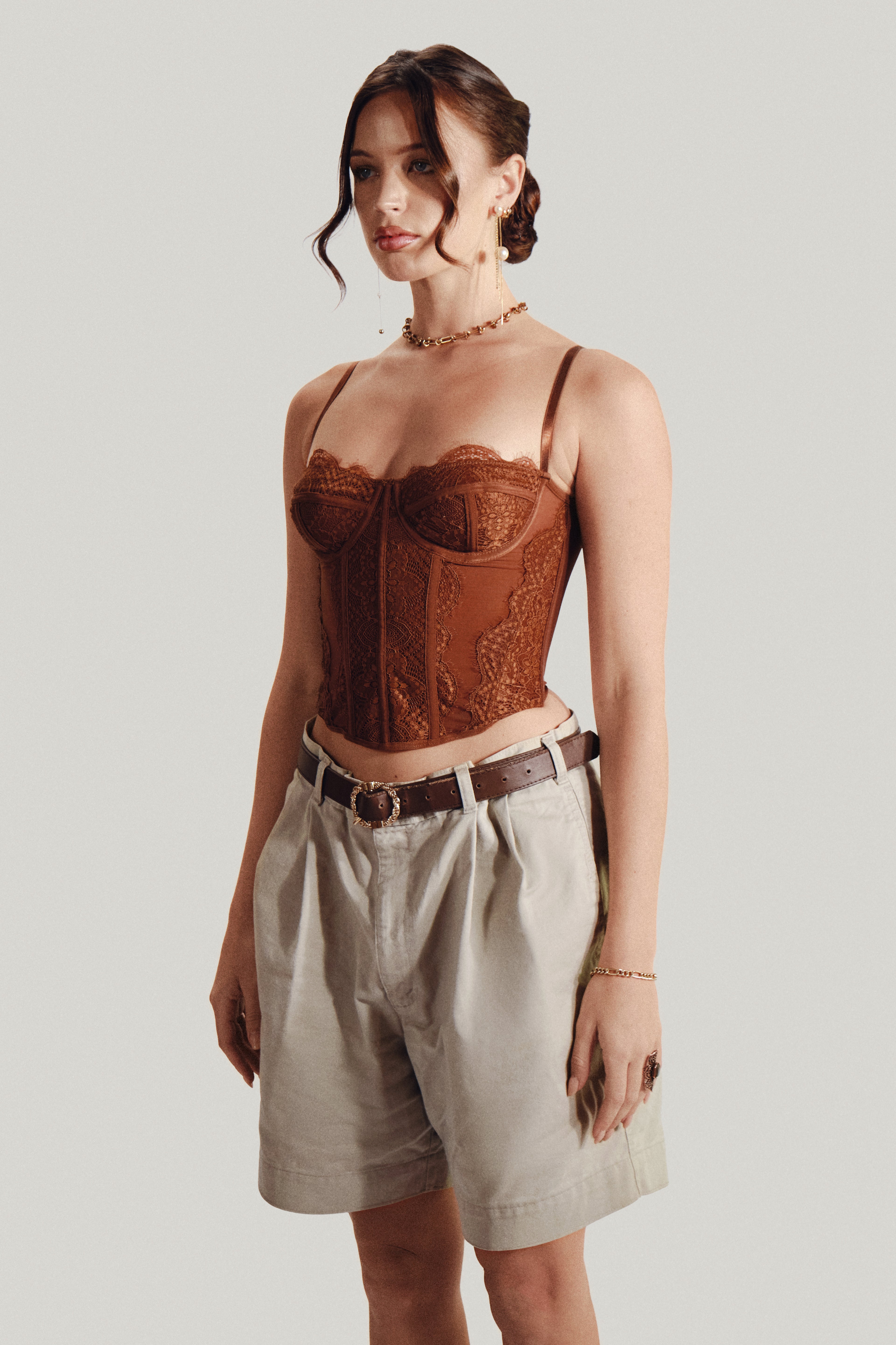 Lace Corset in Brown